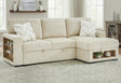 U0222 Ivory Pull Out Sofa Bed with Speaker and 2 Pillows