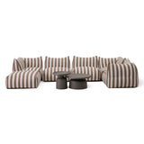 Lanuza - Outdoor Brown + White Stripe Fabric Armless Sofa Seat