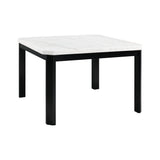Francesca White Marble Square 5PC Counter Height Dining Set-Table & Four Blue Velvet Chairs