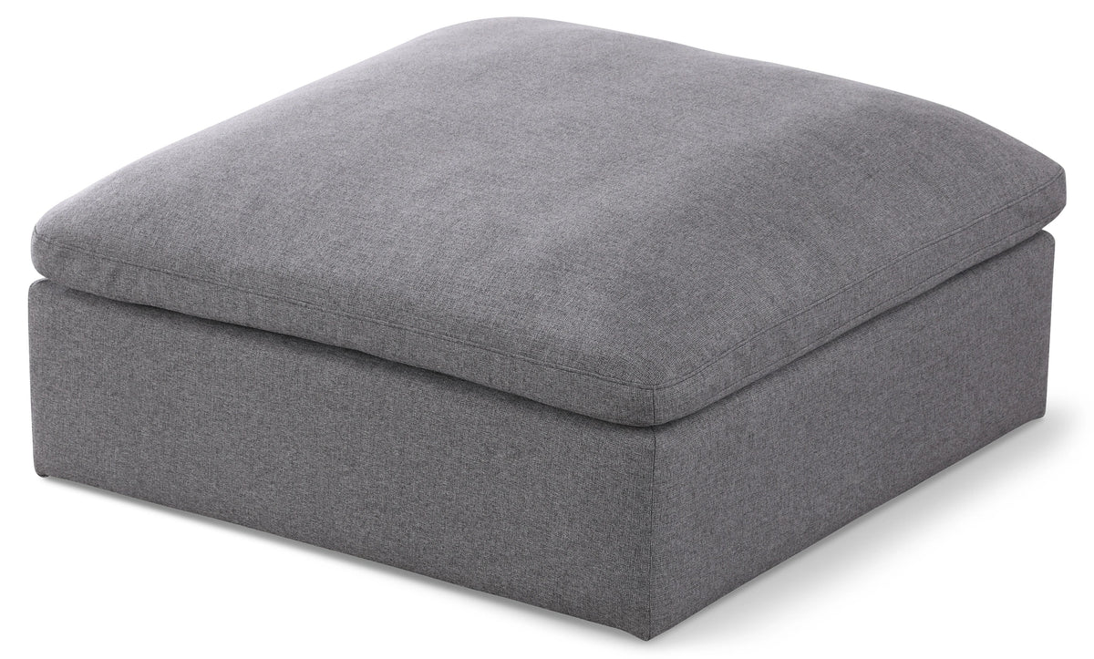 Serene Grey Linen Fabric Deluxe Cloud Ottoman