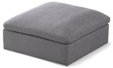 Serene Grey Linen Fabric Deluxe Cloud Ottoman