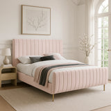 Zara Pink Velvet Queen Bed (3 Boxes)