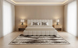 Harris + Roma - Modern Off-White Fabric + Oak 4-Piece Bedroom Set