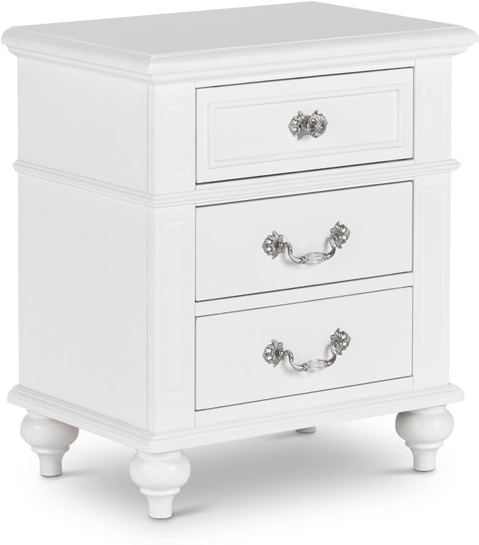 Elements International Alana 3 Drawer Nightstand in White Lacquer image