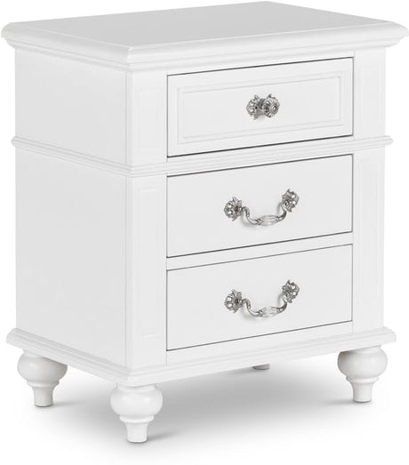 Elements International Alana 3 Drawer Nightstand in White Lacquer image