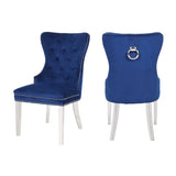 Galaxy Home Erica Stainless Steel Legs Dining Chair (Set of 2) in Blue image