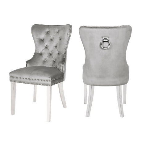Galaxy Home Erica Stainless Steel Legs Dining Chair (Set of 2) in Light Grey image