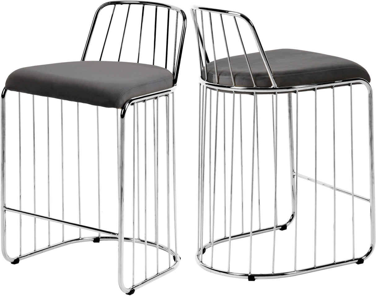 Gio Grey Velvet Stool