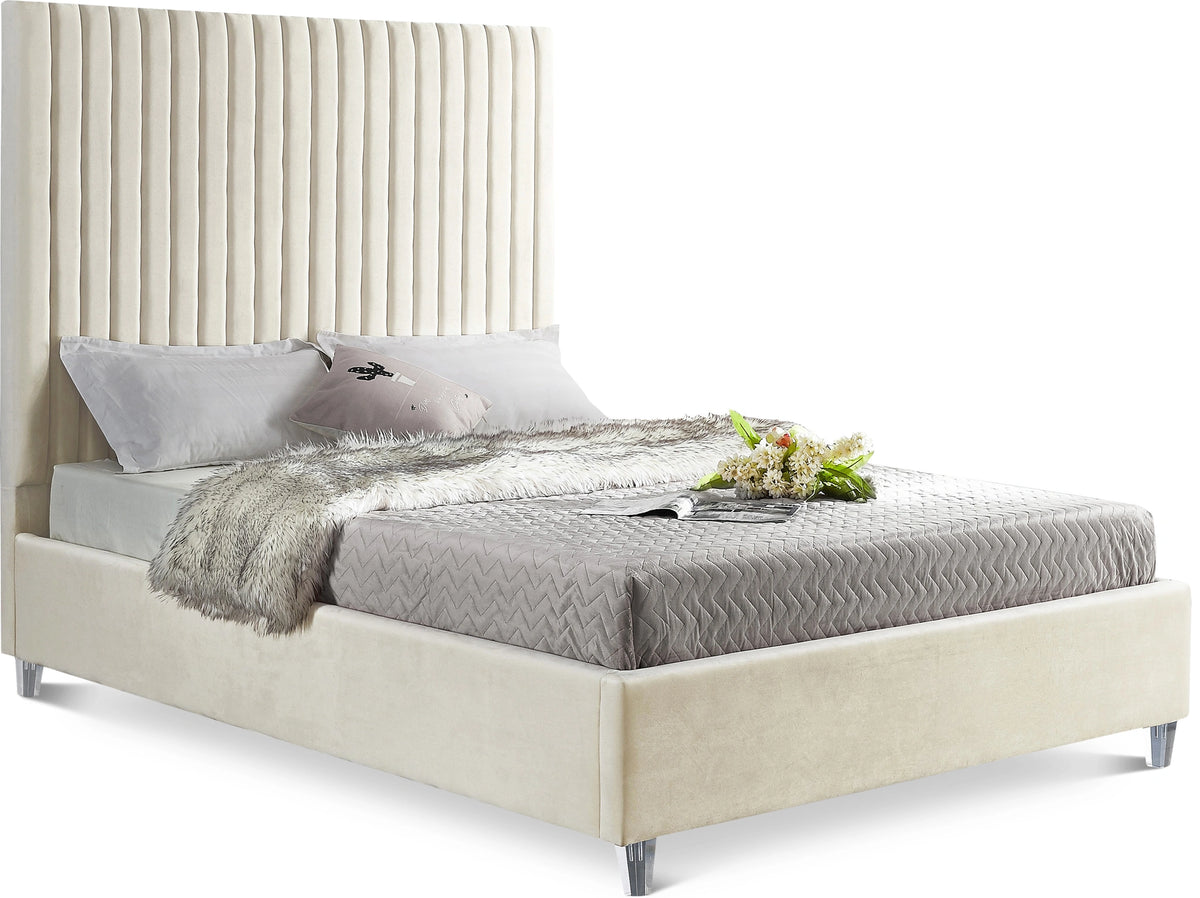 Candace Cream Velvet Full Bed