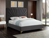 Eclipse Grey Velvet Queen Bed