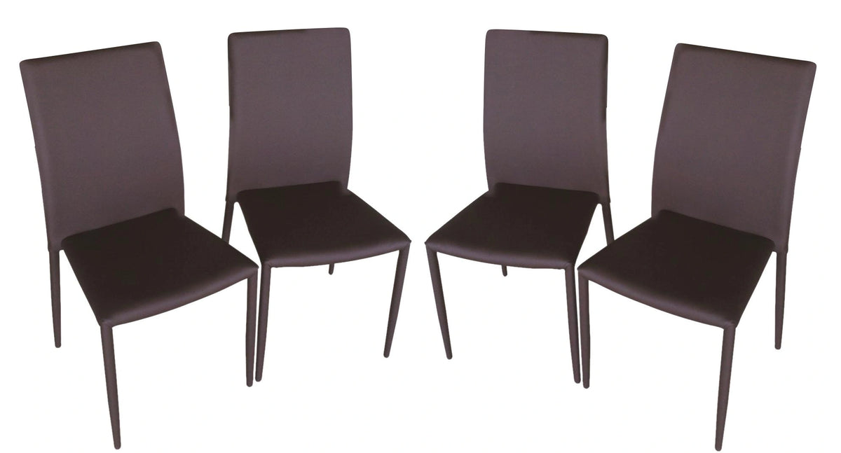 J&M DC-13 Leather Dining Chair in Brown (Set of 4)