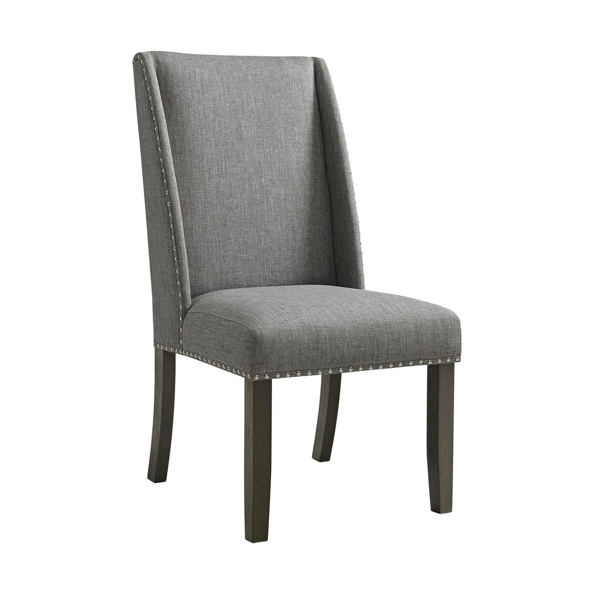 Everdeen Side Chair w/ Grey Fabric and Nail Heads in Charcoal (2 Per Carton)
