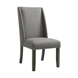 Everdeen Side Chair w/ Grey Fabric and Nail Heads in Charcoal (2 Per Carton)