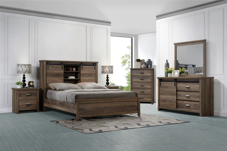 Crown Mark Furniture Calhoun King Bookcase Bed in Brown