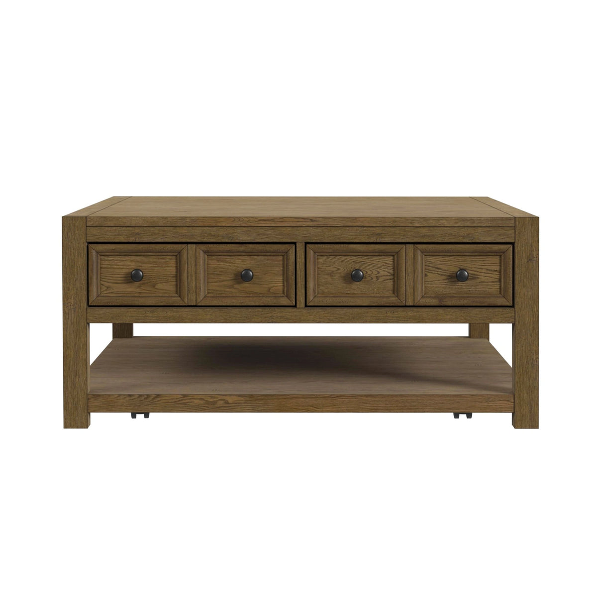 Heritage & Home Square Coffee Table with Casters in Oak Brown