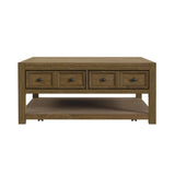 Heritage & Home Square Coffee Table with Casters in Oak Brown