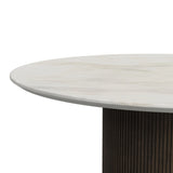 Sylvie Round End Table with White Faux Marble Top and Base