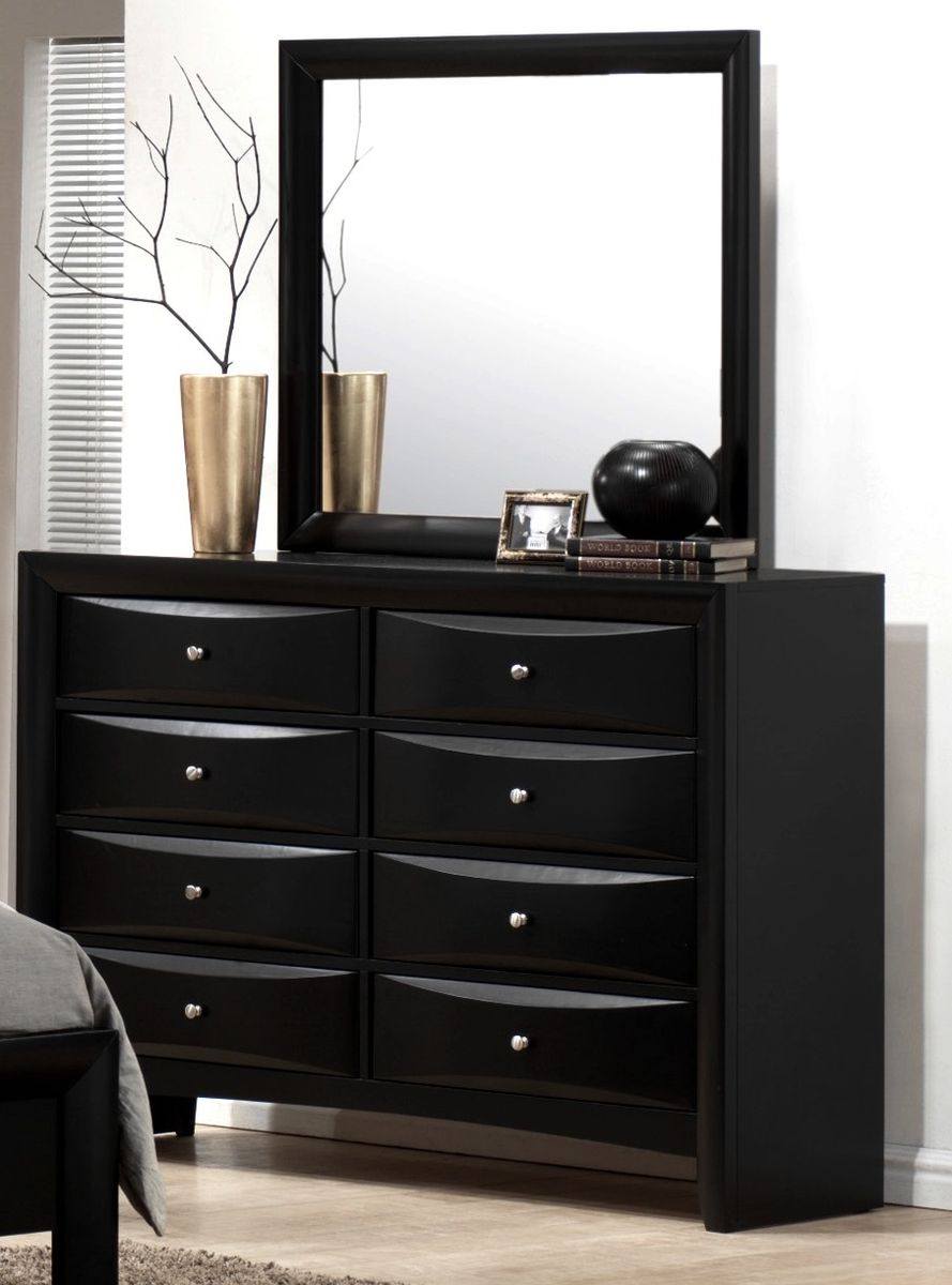 Crown Mark Furniture Emily Dresser Mirror in Black