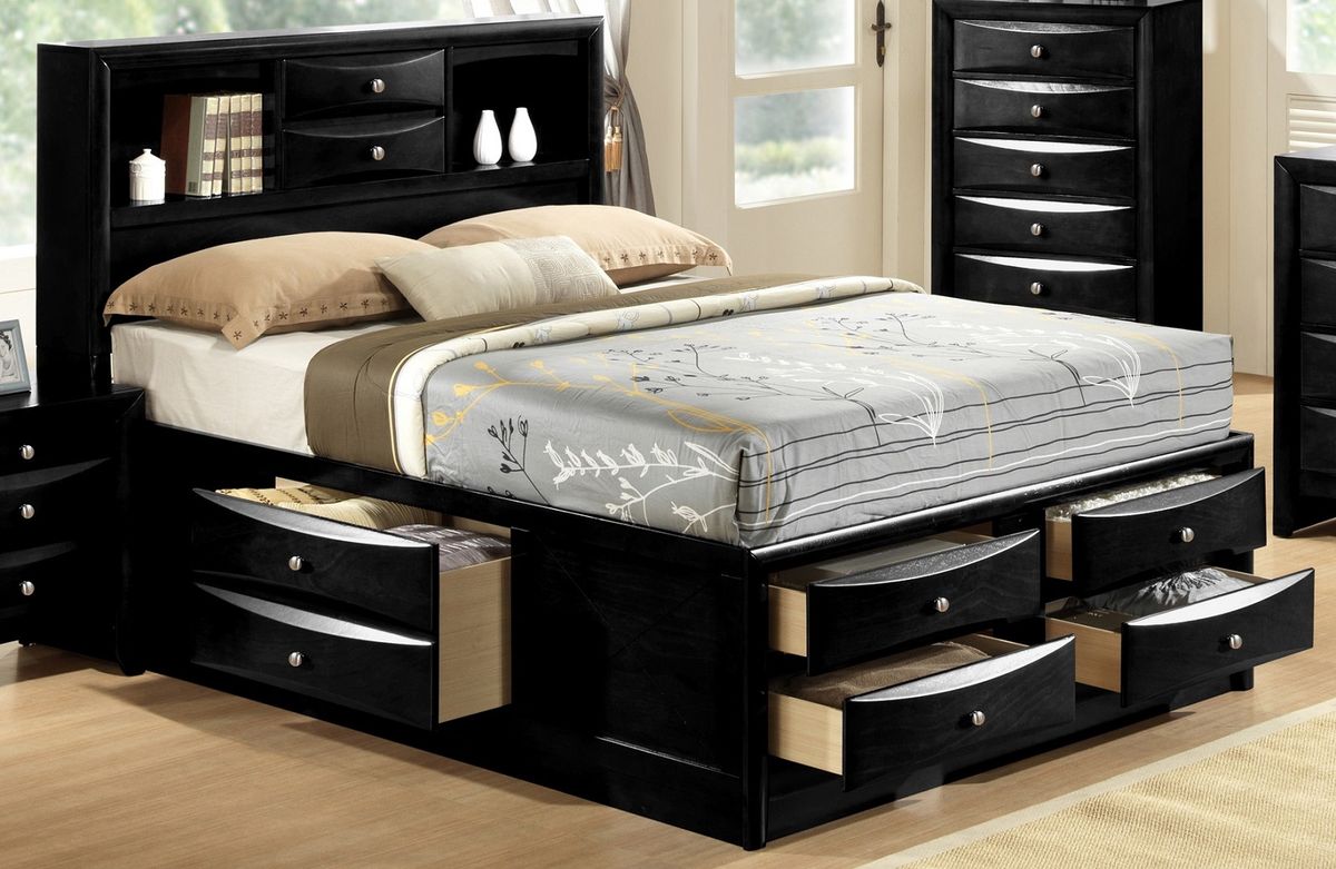 Crown Mark Furniture Emily Captain's King Bed in Black