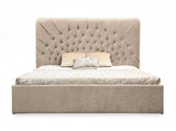 Moontide - Glam Beige Velvet and Brushed Brass Bed