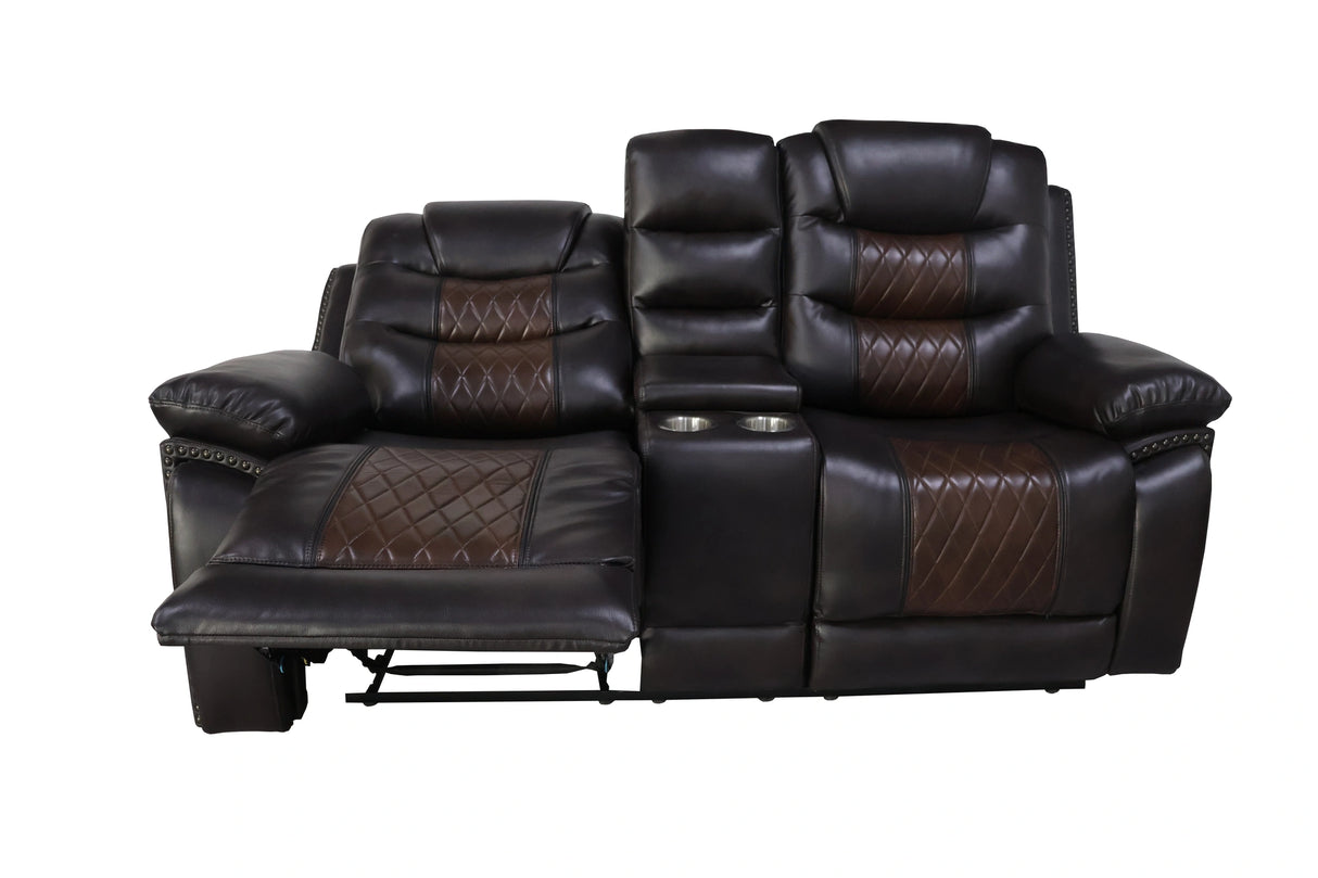 Nikko Console Loveseat W/Pwr Fr-Brown