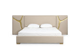 Aspen - Glam Beige Bonded Leather & Gold Bed