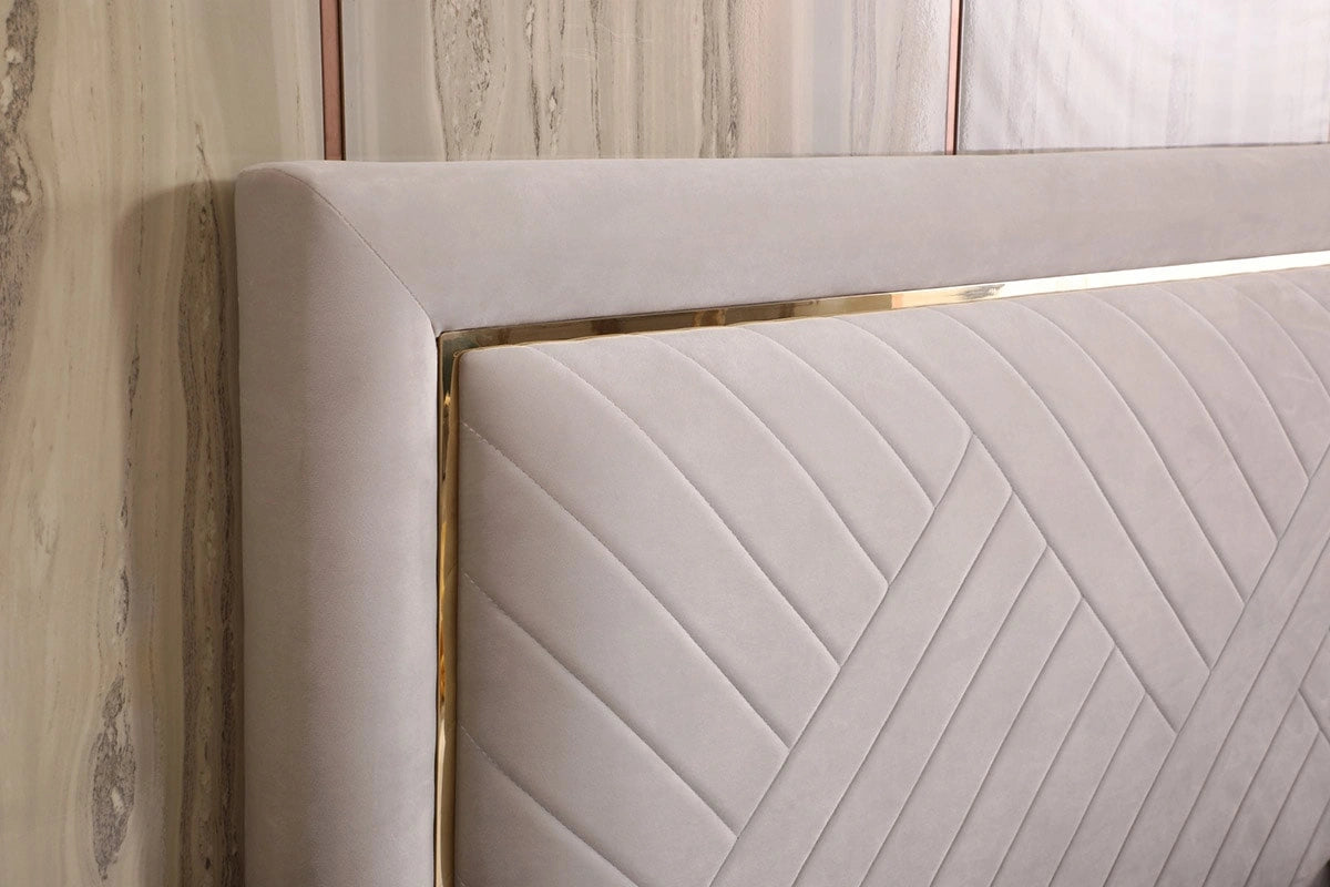 Corrico - Off White Velvet Modern Bed