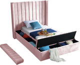 Kiki Pink Velvet Twin Bed (3 Boxes)