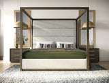 Manhattan - Contemporary Canopy Brown Oak Bed