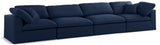 Serene Navy Linen Fabric Deluxe Cloud Modular Sofa