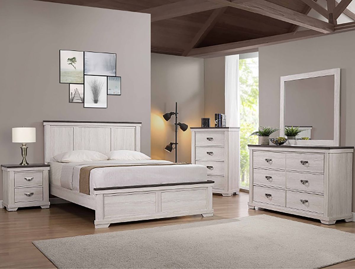 Crown Mark Furniture Leighton King Panel Bed in White B8180-K