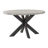 Axel 5PC Standard Height Dining Set in Espresso-Round Table and Four Light Grey Fabric Chairs
