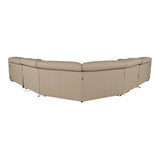 Carney - Modern Beige Leather Sectional Sofa + 3 Recliners