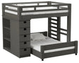 Elements International Cali Kids Twin Over Full Bookcase Loft Bed in Sleek Gray image