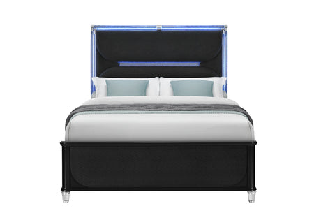 Lando Black Bed with Continuous LED
