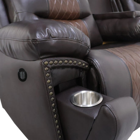 Nikko Sofa W/Pwr Fr-Brown