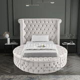 Luxus Cream Velvet Twin Bed (3 Boxes)