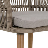 Cascais - Outdoor Grey + Faux Travertine + Eucalyptus Dining Table Set