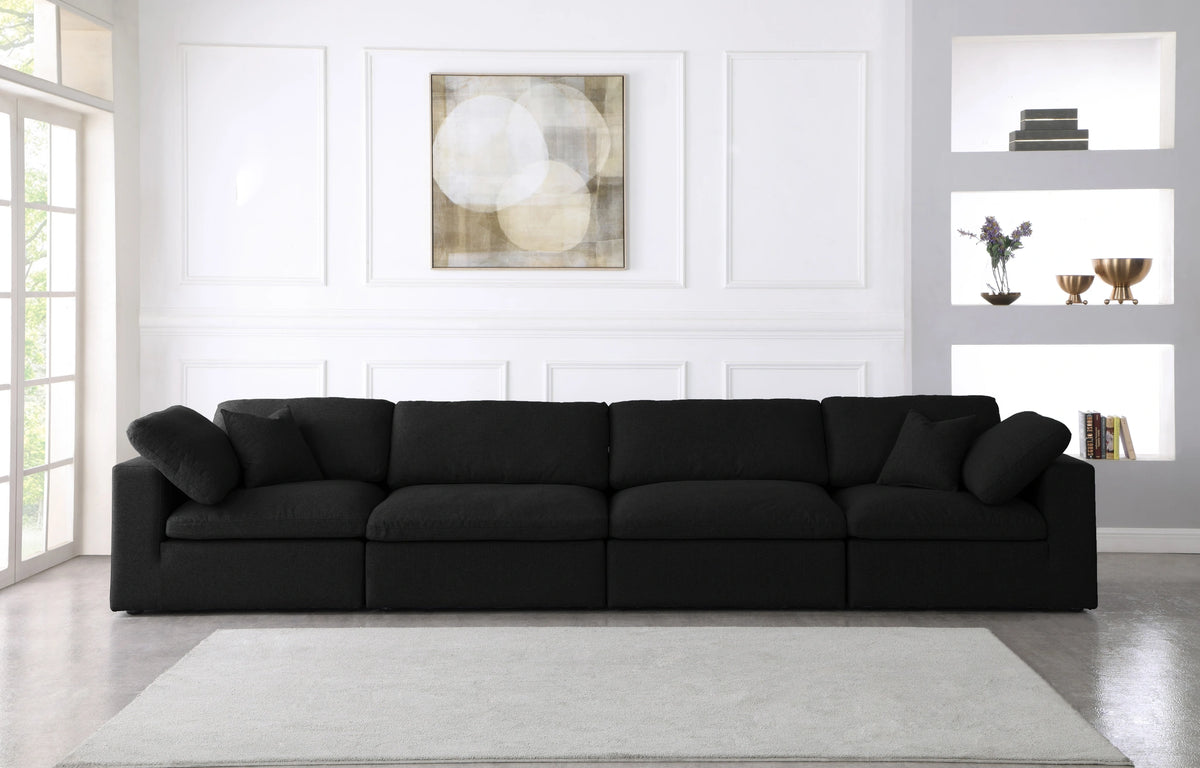 Serene Black Linen Fabric Deluxe Cloud Modular Sofa