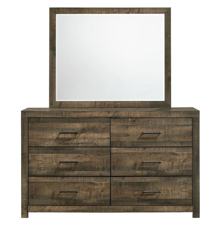 Elements International Bailey Mirror in Warm Walnut