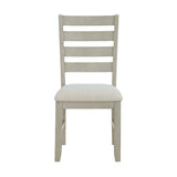 Farmington Ladder Back Dining Side Chair with Light Beige Fabric in Washed Stone (2 Per Carton)