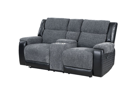 U5914 Grey/Black Console Reclining Loveseat