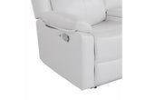 U6026 Blanche White Rec Sofa/Console Rec Loveseat with LED and Speaker