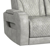 Prime Time P3 3PC Living Room Set with 7 Colors LED in Leather Gel Light Grey-Sofa, Loveseat & Recliner