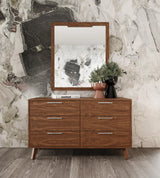 Yolonda + Soria - Modern Beige Fabric + Walnut 4-Piece Bedroom Set