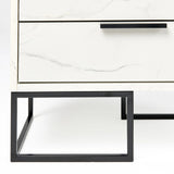 Marbella - Italian Modern White Marble Bed with 2 Nightstands
