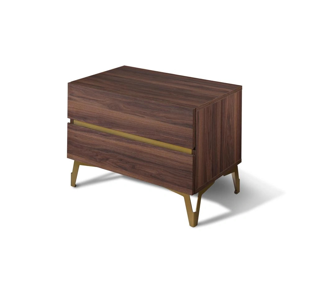 Calabria Modern Walnut & Green Velvet Bedroom Set