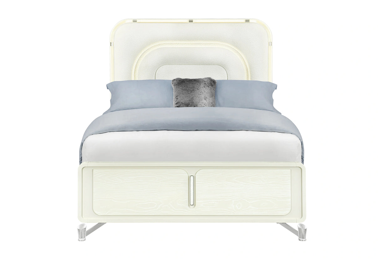 Lyra Beige Bed with LED