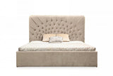 Moontide - Glam Beige Velvet and Brushed Brass Bedroom Set