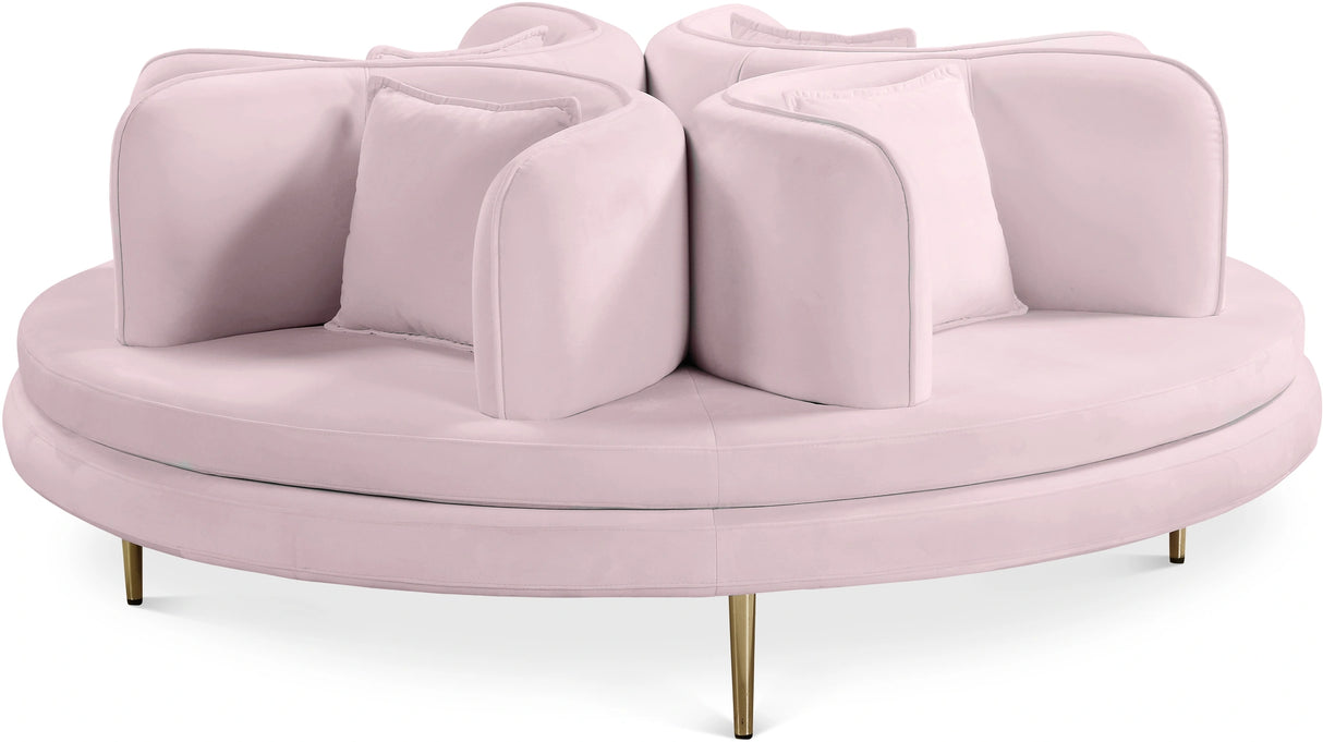Circlet PInk Velvet Round Sofa Settee